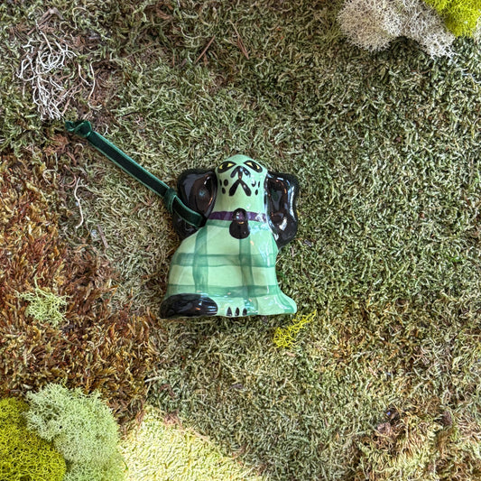 Mint Gingham Spaniel Ornament