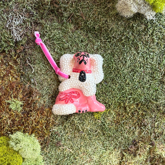 Icy Poodle-cut Bow Spaniel Ornament