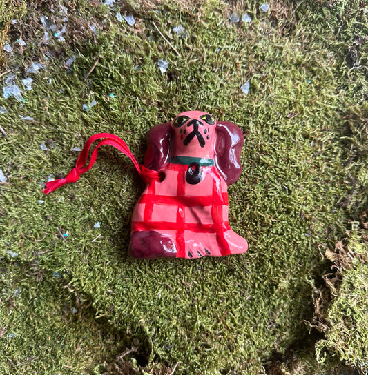 Red Gingham Spaniel Ornament